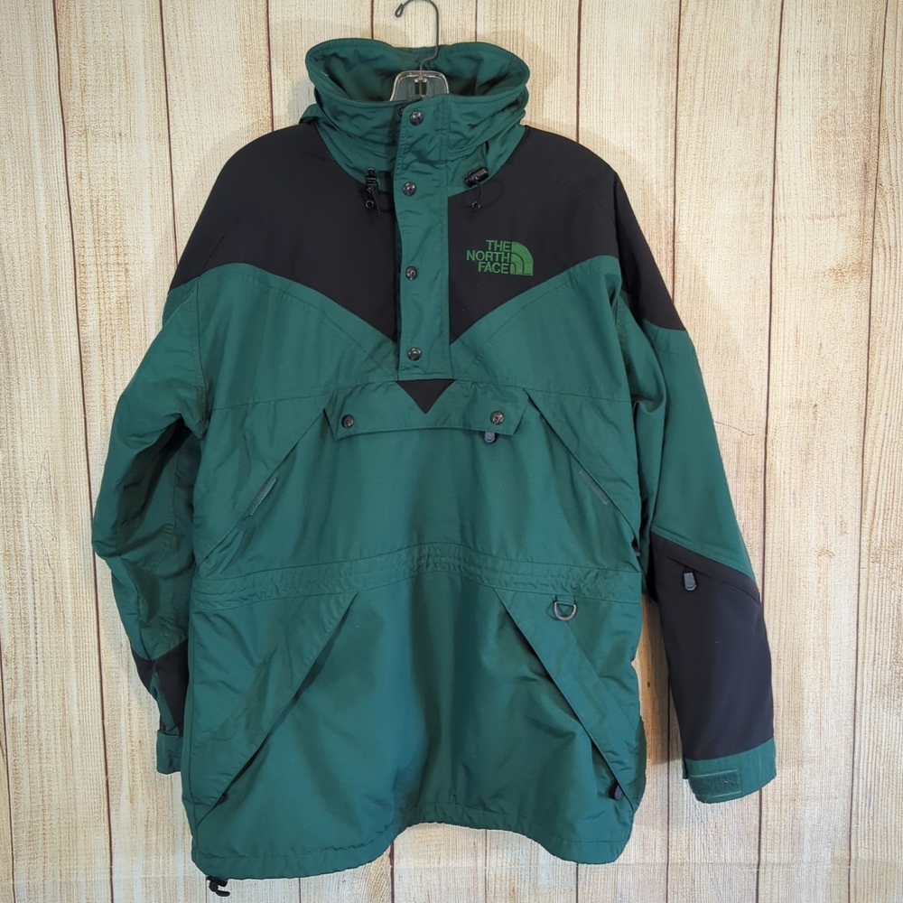 NORTH FACE Logo Hoodie Mountain Anorak Jacket Blouson Coat Men Green Black 90s